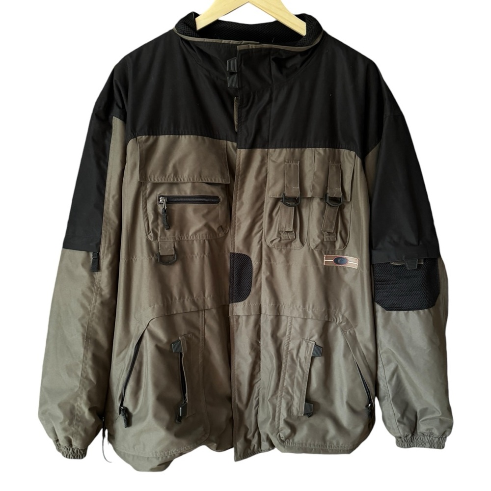 Vintage Old College Inn Color Block Cargo Jacket Size Large Olive Green Black